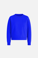 Kadın Bisiklet Yaka Yanı Yırtmaçlı Yumuşak Dokulu Sweatshirt (CUPRO) - Safir