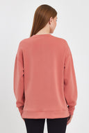 Kadın Bisiklet Yaka Yanı Yırtmaçlı Yumuşak Dokulu Sweatshirt (CUPRO) - Somon