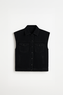 Kadın Black Oversize Jean Yelek %100 Pamuk - Black