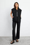 Kadın Black Oversize Jean Yelek %100 Pamuk - Black