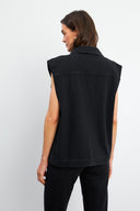 Kadın Black Oversize Jean Yelek %100 Pamuk - Black