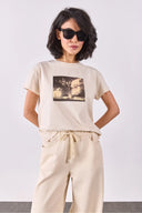 Bohemian Baskılı Tişört-Naturel