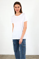 Kadın Boyfriend Bisiklet Yaka Regular Fit Modal Tişört Lyocell (Tencel™) - Beyaz