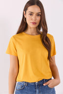 Kadın Boyfriend Bisiklet Yaka Regular Fit Modal Tişört Lyocell (Tencel™) - Kayısı