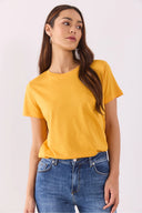 Kadın Boyfriend Bisiklet Yaka Regular Fit Modal Tişört Lyocell (Tencel™) - Kayısı