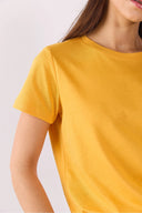 Kadın Boyfriend Bisiklet Yaka Regular Fit Modal Tişört Lyocell (Tencel™) - Kayısı