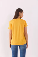 Kadın Boyfriend Bisiklet Yaka Regular Fit Modal Tişört Lyocell (Tencel™) - Kayısı