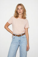 Kadın Boyfriend Bisiklet Yaka Regular Fit Modal Tişört Lyocell (Tencel™) - Pudra