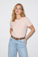 Kadın Boyfriend Bisiklet Yaka Regular Fit Modal Tişört Lyocell (Tencel™) - Pudra