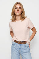 Kadın Boyfriend Bisiklet Yaka Regular Fit Modal Tişört Lyocell (Tencel™) - Pudra