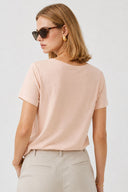 Kadın Boyfriend Bisiklet Yaka Regular Fit Modal Tişört Lyocell (Tencel™) - Pudra