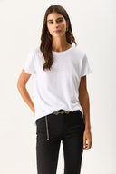 Kadın Boyfriend Bisiklet Yaka Regular Fit Modal Tişört (TENCEL)™ - Beyaz