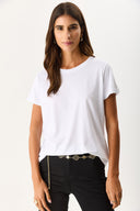 Kadın Boyfriend Bisiklet Yaka Regular Fit Modal Tişört (TENCEL)™ - Beyaz