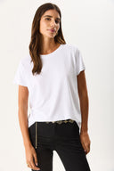 Kadın Boyfriend Bisiklet Yaka Regular Fit Modal Tişört (TENCEL)™ - Beyaz