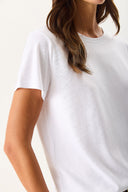 Kadın Boyfriend Bisiklet Yaka Regular Fit Modal Tişört (TENCEL)™ - Beyaz