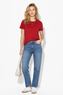 Kadın Boyfriend Bisiklet Yaka Regular Fit Modal Tişört(TENCEL)(TM)-Bordo