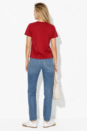 Kadın Boyfriend Bisiklet Yaka Regular Fit Modal Tişört(TENCEL)(TM)-Bordo