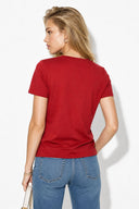 Kadın Boyfriend Bisiklet Yaka Regular Fit Modal Tişört(TENCEL)(TM)-Bordo