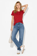Kadın Boyfriend Bisiklet Yaka Regular Fit Modal Tişört(TENCEL)(TM)-Bordo