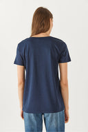 Kadın Boyfriend V Yaka Regular Fit Modal Tişört Lyocell (Tencel™) - Lacivert