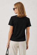 Kadın Boyfriend V Yaka Regular Fit Modal Tişört Lyocell (Tencel™) - Siyah