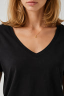 Kadın Boyfriend V Yaka Regular Fit Modal Tişört Lyocell (Tencel™) - Siyah