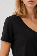 Kadın Boyfriend V Yaka Regular Fit Modal Tişört Lyocell (Tencel™) - Siyah