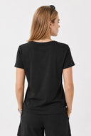 Kadın Boyfriend V Yaka Regular Fit Modal Tişört Lyocell (Tencel™) - Siyah