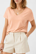 Kadın Boyfriend V Yaka Regular Fit Modal Tişört Lyocell (Tencel™) - TOZ PEMBE