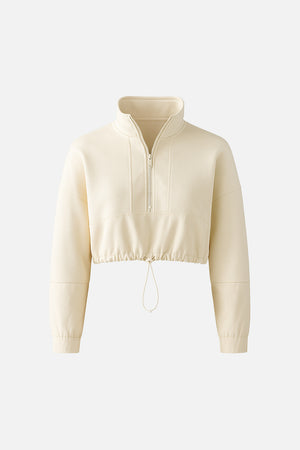 Kadın Brenna Dik Yaka Şardonlu Sweatshirt - Kemik