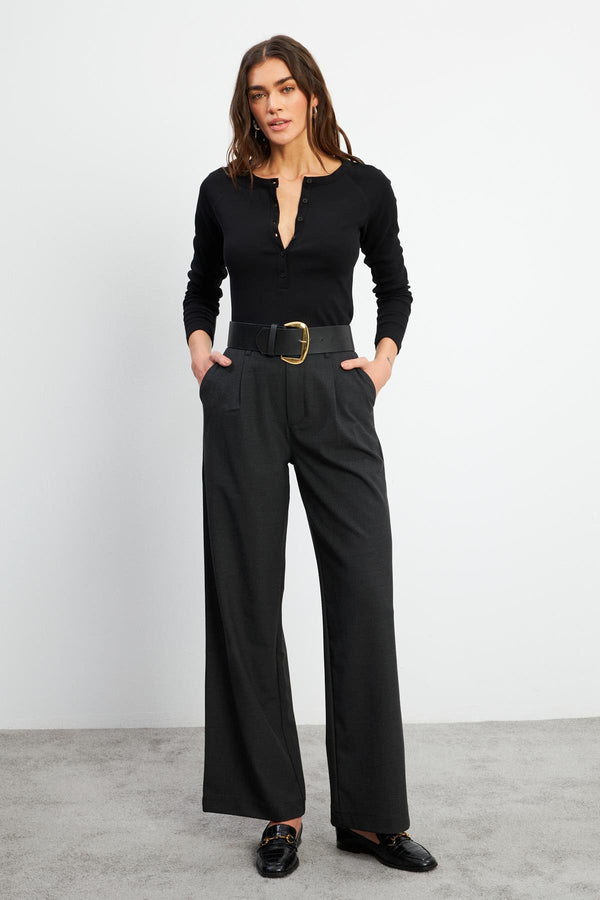 Chloe Wide Leg Smart Pantolon - ANTRASİT