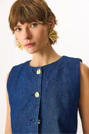 Kadın Chloe Wide Leg Dark Blue Jean Palazzo Pantolon %100 Pamuk - Dark Blue