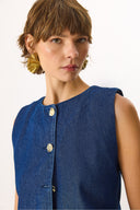 Kadın Chloe Wide Leg Dark Blue Jean Palazzo Pantolon %100 Pamuk - Dark Blue