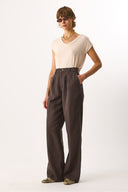 Kadın Chloe Wide Leg Palazzo Pantolon %100 Lyocell (Tencel™) - Kahverengi