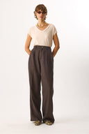 Kadın Chloe Wide Leg Palazzo Pantolon %100 Lyocell (Tencel™) - Kahverengi