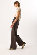 Kadın Chloe Wide Leg Palazzo Pantolon %100 Lyocell (Tencel™) - Kahverengi