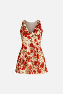 Kadın Çiçekli Mini Elbise %100 Pamuk - Çiçek Desenli