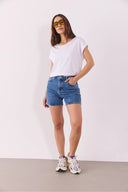 Cindy Bisiklet Yaka Regular Fit Basic Modal Tişört(TENCEL)(TM)-Beyaz