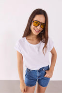 Cindy Bisiklet Yaka Regular Fit Basic Modal Tişört(TENCEL)(TM)-Beyaz