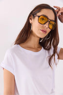 Cindy Bisiklet Yaka Regular Fit Basic Modal Tişört(TENCEL)(TM)-Beyaz