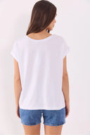 Cindy Bisiklet Yaka Regular Fit Basic Modal Tişört(TENCEL)(TM)-Beyaz