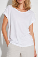 Kadın Cindy Bisiklet Yaka Regular Fit Basic Modal Tişört Lyocell (Tencel™) - Beyaz