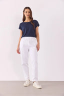 Kadın Cindy Bisiklet Yaka Regular Fit Basic Modal Tişört Lyocell (Tencel™) - Lacivert