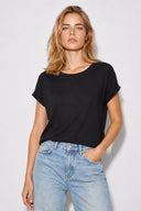 Kadın Cindy Bisiklet Yaka Regular Fit Basic Modal Tişört Lyocell (Tencel™) - Siyah