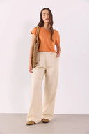 Cindy Bisiklet Yaka Regular Fit Basic Modal Tişört(TENCEL)(TM)-Terracotta