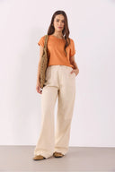 Cindy Bisiklet Yaka Regular Fit Basic Modal Tişört(TENCEL)(TM)-Terracotta