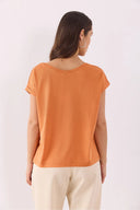 Cindy Bisiklet Yaka Regular Fit Basic Modal Tişört(TENCEL)(TM)-Terracotta