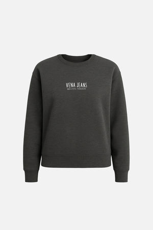 Kadın Cindy Logo Baskılı Bisiklet Yaka Şardonlu Sweatshirt - Antrasit