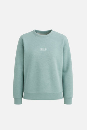 Kadın Cindy Logo Baskılı Bisiklet Yaka Şardonlu Sweatshirt - Mint