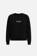 Kadın Cindy Logo Baskılı Bisiklet Yaka Şardonlu Sweatshirt - Siyah